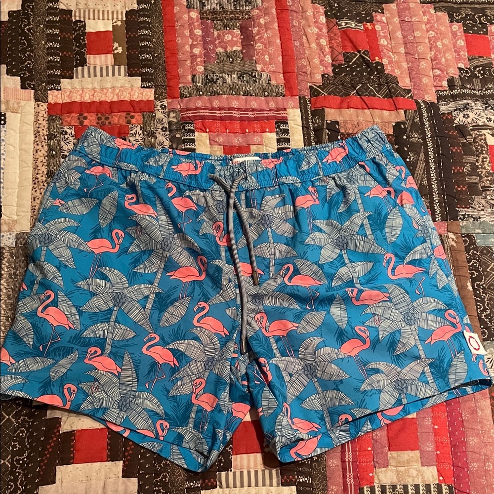 Public House Flamingo Print Swim Shorts with compression Medium